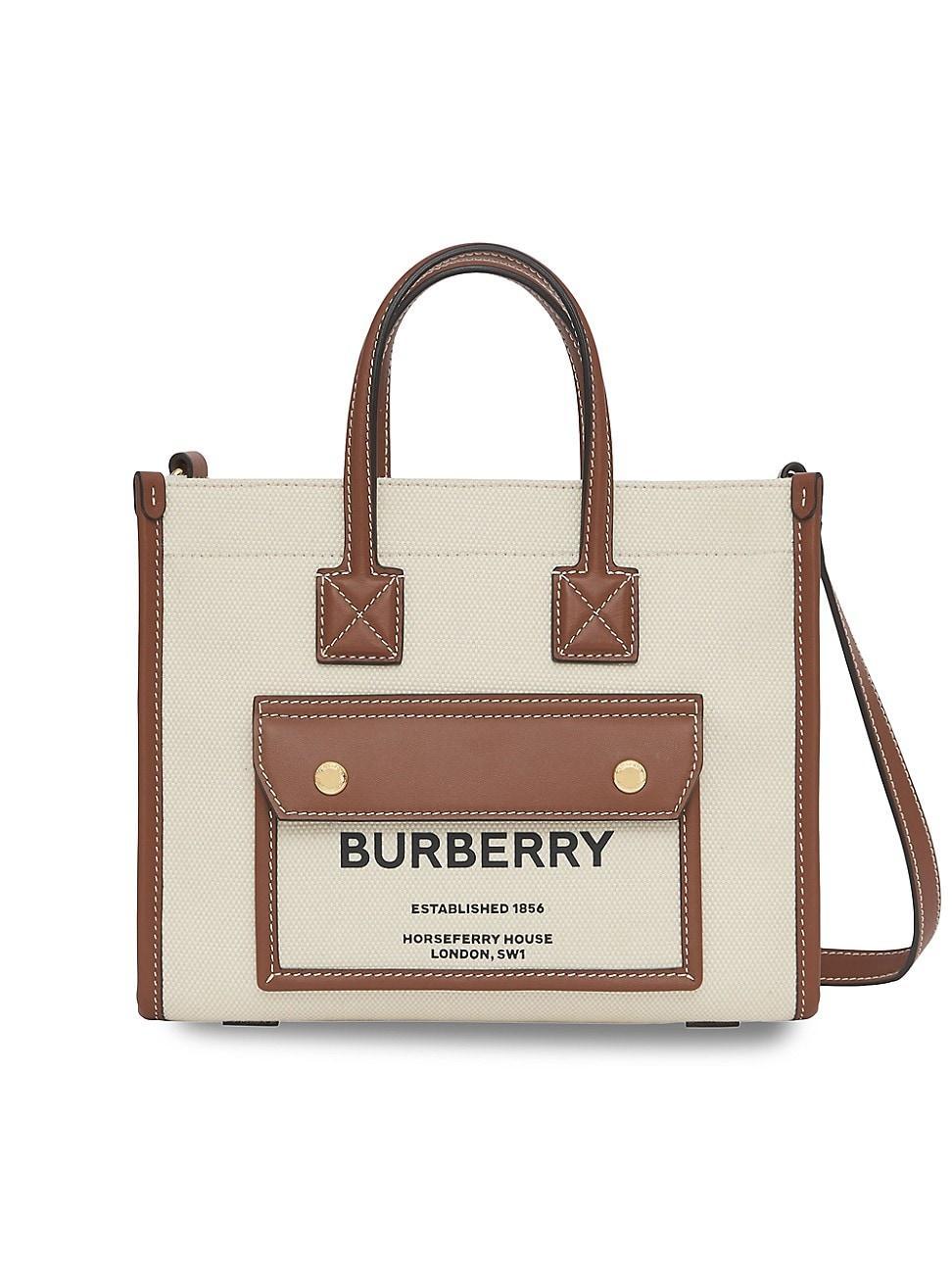 burberry Mini Towner Horseferry Print Canvas & Leather Tote Product Image