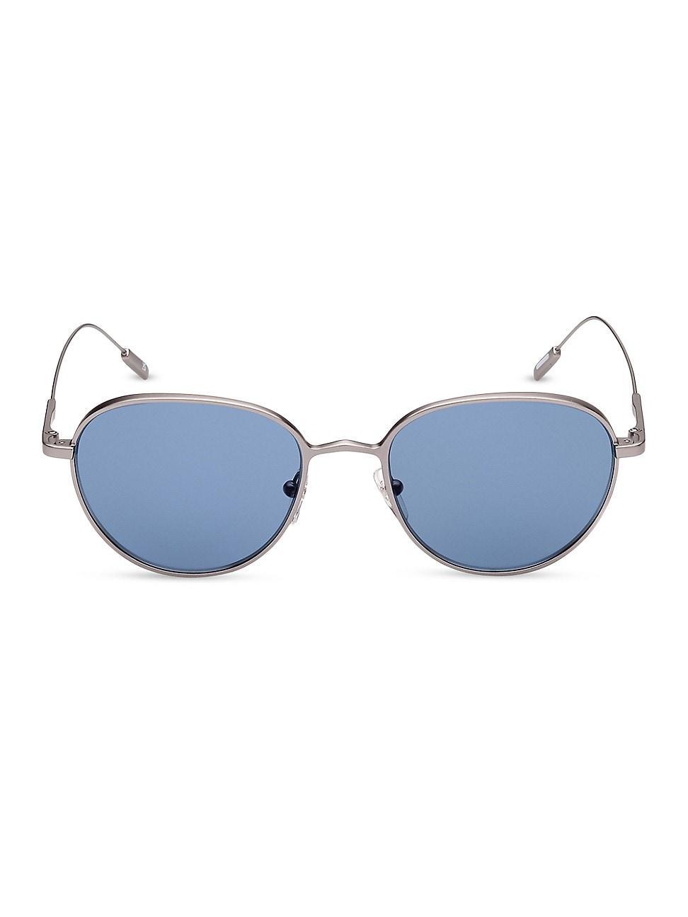 Mens 52MM Round Metal Sunglasses - Grey - Grey Product Image