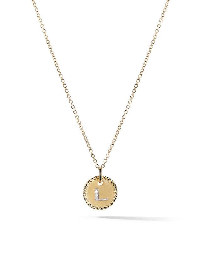 Womens Initial Charm Necklace in 18K Yellow Gold with Pav Diamonds Product Image