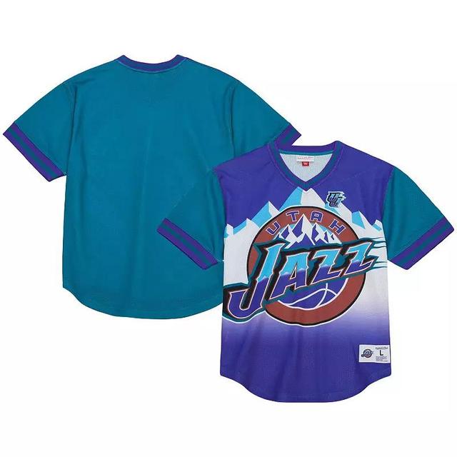 Mens Mitchell & Ness Purple Utah Jazz Jumbotron 3.0 Mesh V-Neck T-Shirt Product Image