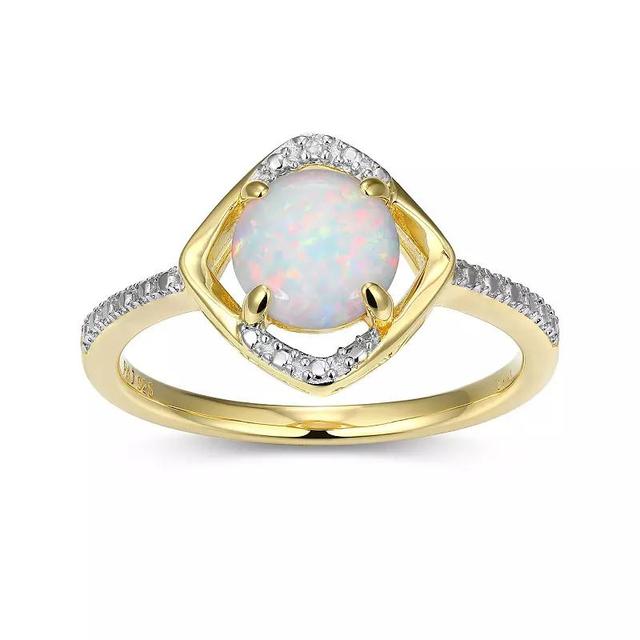 18k Gold Plated Sterling Silver Gemstone & Diamond Accent Halo Ring, Womens October Created White Product Image