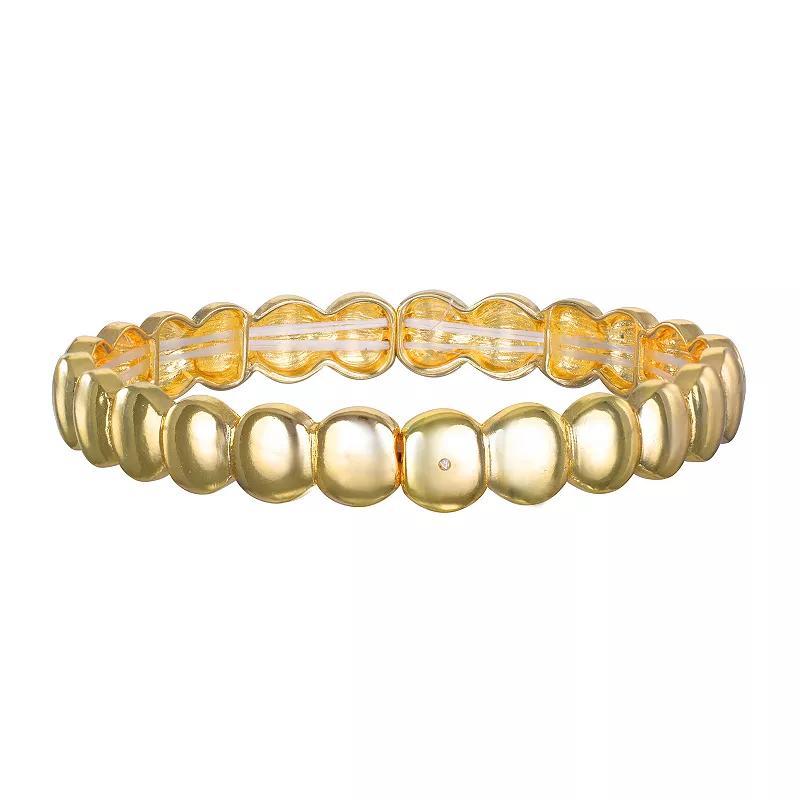 Emberly Gold Tone Round Dome Stretch Bracelet, Womens, None Product Image