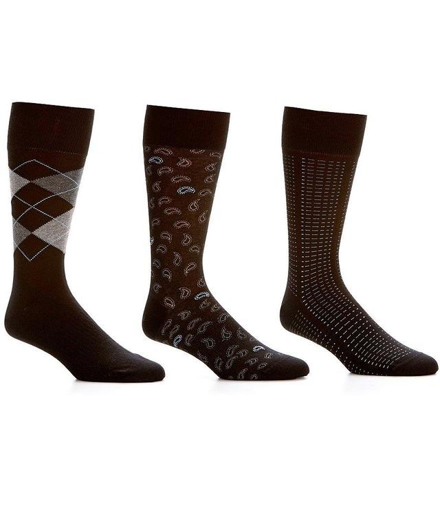 Roundtree & Yorke Argyle Basic Assorted Crew Dress Socks 3-Pack Product Image