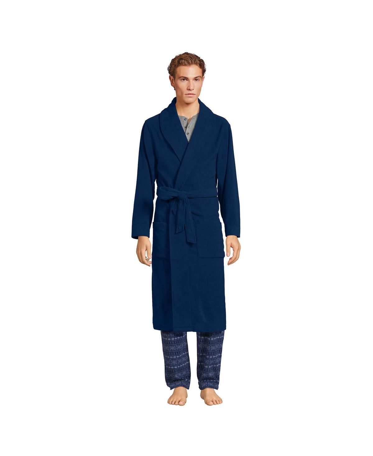 Mens Lands End Fleece Robe Deep Blue Product Image