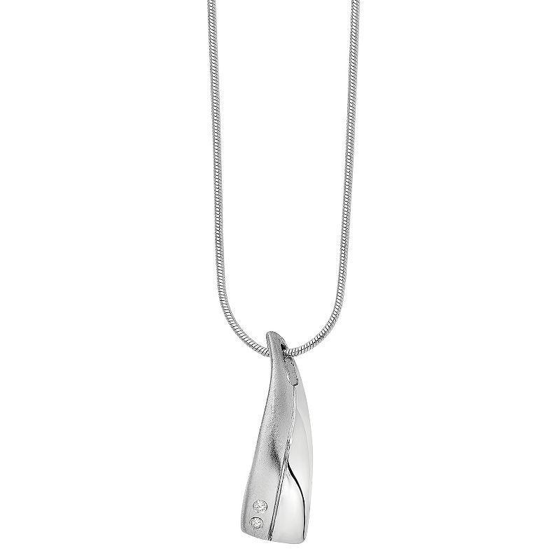 White Ice Satin & Polished Diamond Accent Necklace, Womens Sterling Product Image