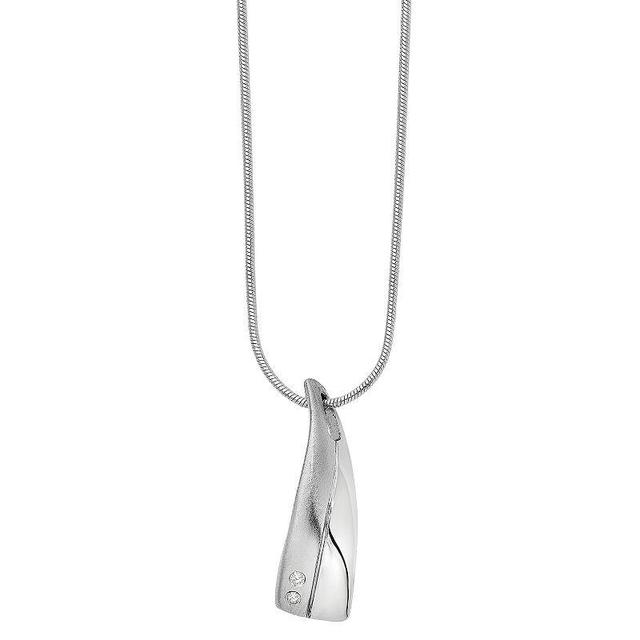 White Ice Satin & Polished Diamond Accent Necklace, Womens Sterling Product Image