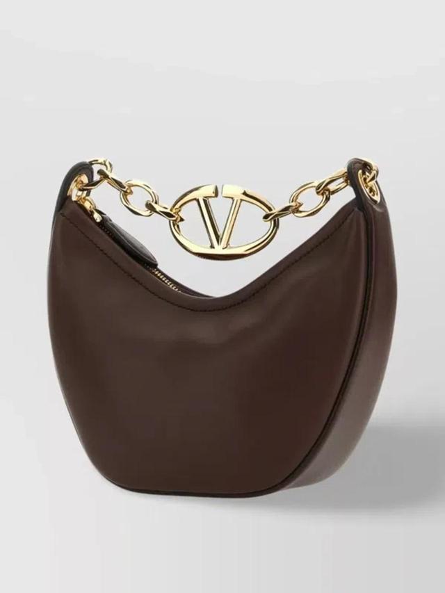 Leather Vlogo Shoulder Bag In Brown Product Image