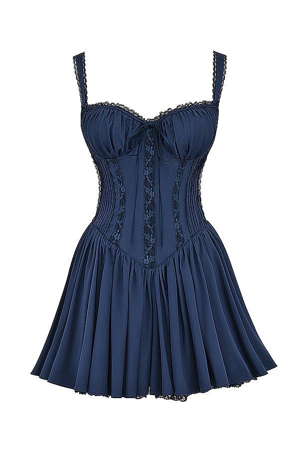 Pietra French Navy Corset Mini Dress Product Image