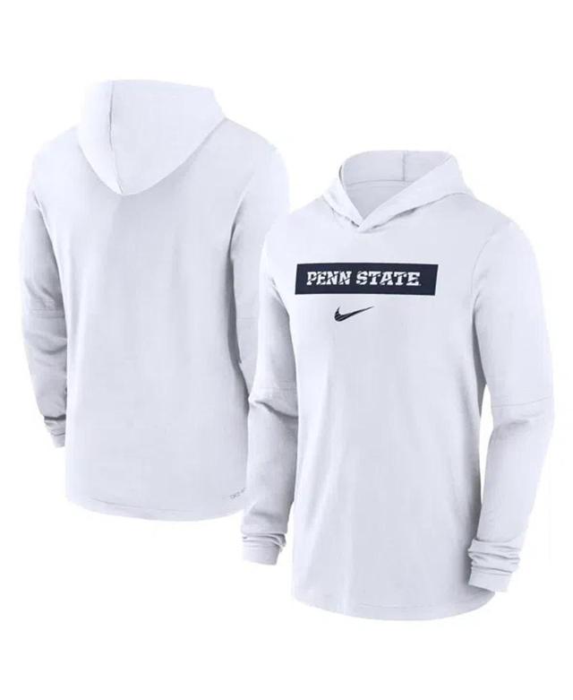 NIKE Men's White Penn State Nittany Lions Sideline Hoodie Performance Long Sleeve T-shirt Product Image