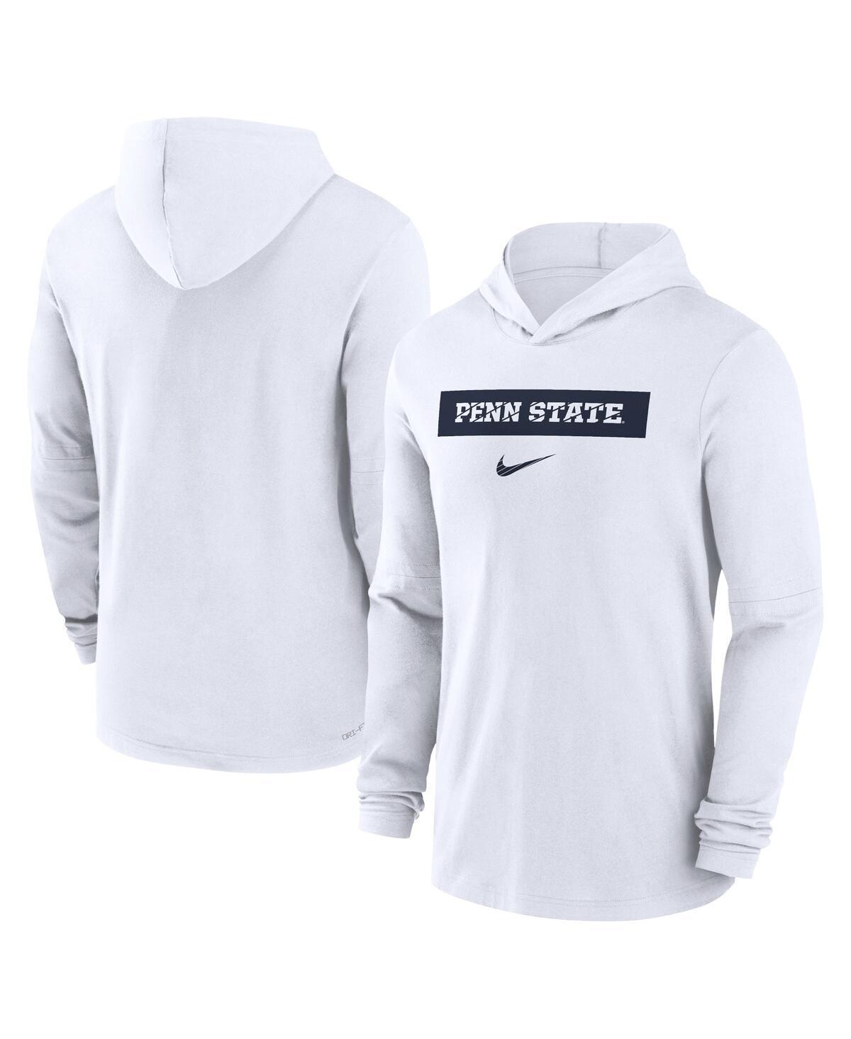 Nike Mens White Penn State Nittany Lions Sideline Hoodie Performance Long Sleeve T-Shirt Product Image