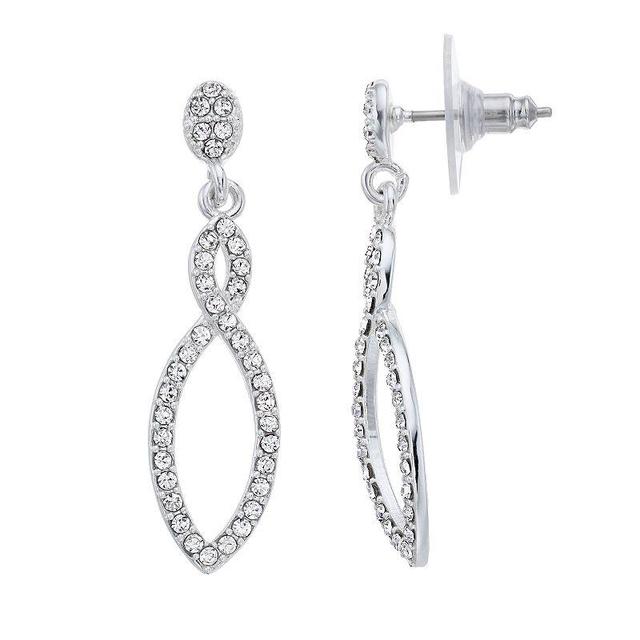 Brilliance Silver Tone Crystal Pave Open Drop Earrings, Womens Product Image