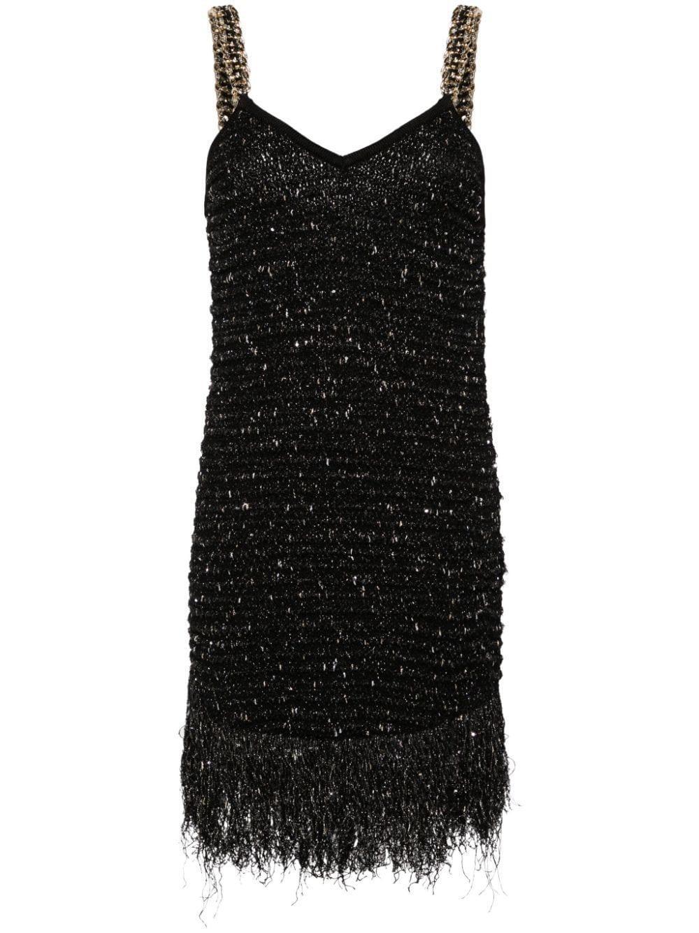 Lured Fringed Minidress In Black Product Image