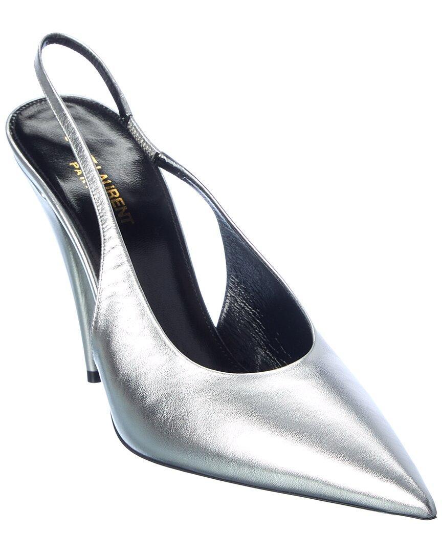 Titti 100 Leather Slingback Pump In Silver Product Image