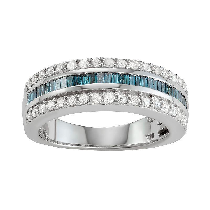 Jewelexcess Sterling Silver 1 C.T. Blue & White Diamond Ring, Womens Silvertone Product Image