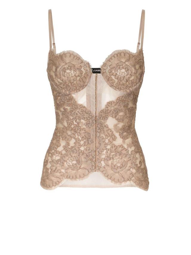 DOLCE & GABBANA Lace-detailing Sheer Bra In Neutrals Product Image