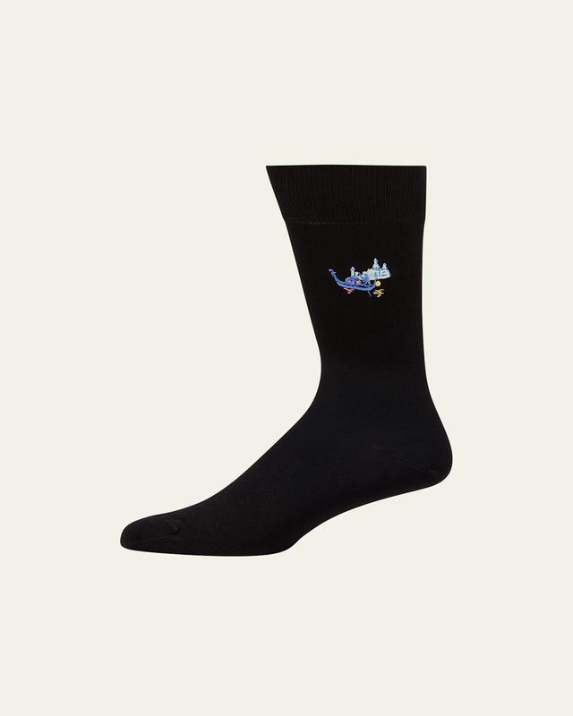 Mens Embroidered Gondola Crew Socks Product Image