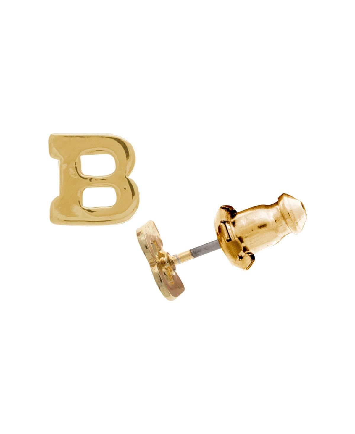 1928 14K Gold Dipped Initial Button Earrings, Womens, Yellow Product Image