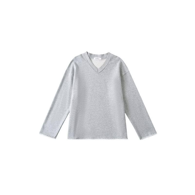 V-Neck Plain Sweatshirt Product Image