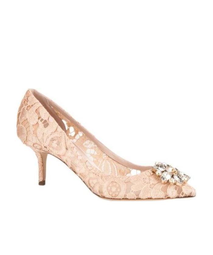 DOLCE & GABBANA Rainbow Lace 60mm Brooch-detail Pumps In Neutrals Product Image