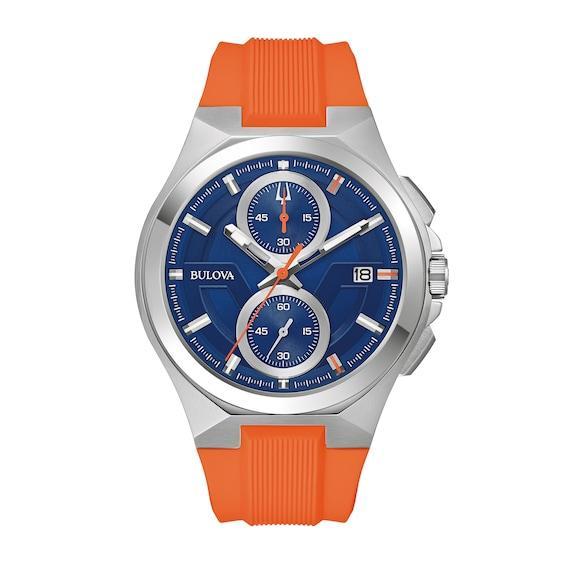 Bulova Mens Chronograph Marc Anthony Maquina Orange Silicone Strap Watch 46mm Product Image