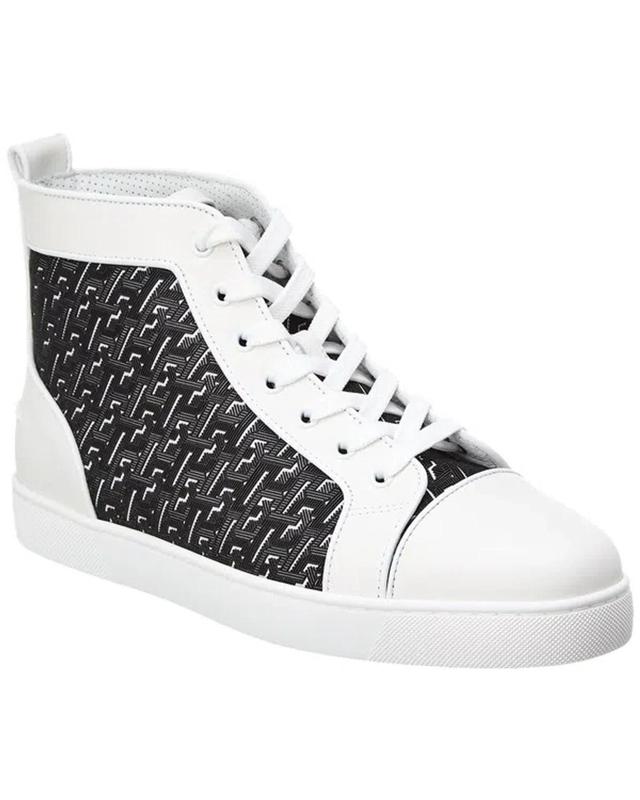 CHRISTIAN LOUBOUTIN Louis Coated Canvas & Leather High-top Sneaker In White Product Image