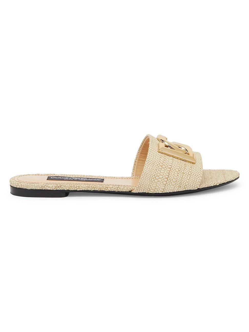 Raffia DG Medallion Flat Slide Sandals Product Image