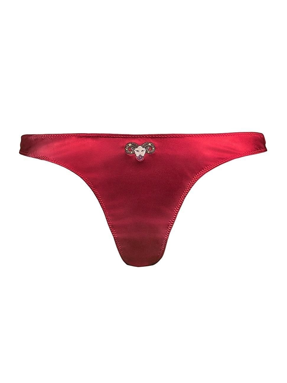 Womens Zodiac Embroidery Thong Product Image