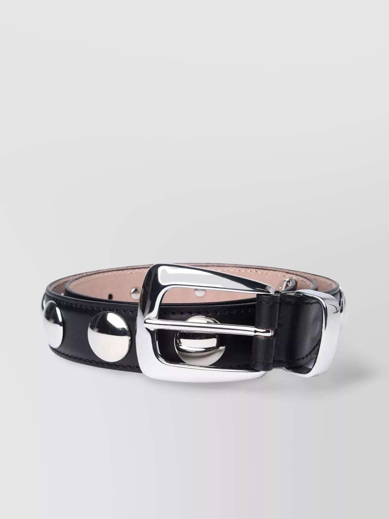 Leather Belt With Adjustable Length And Studded Detail Product Image