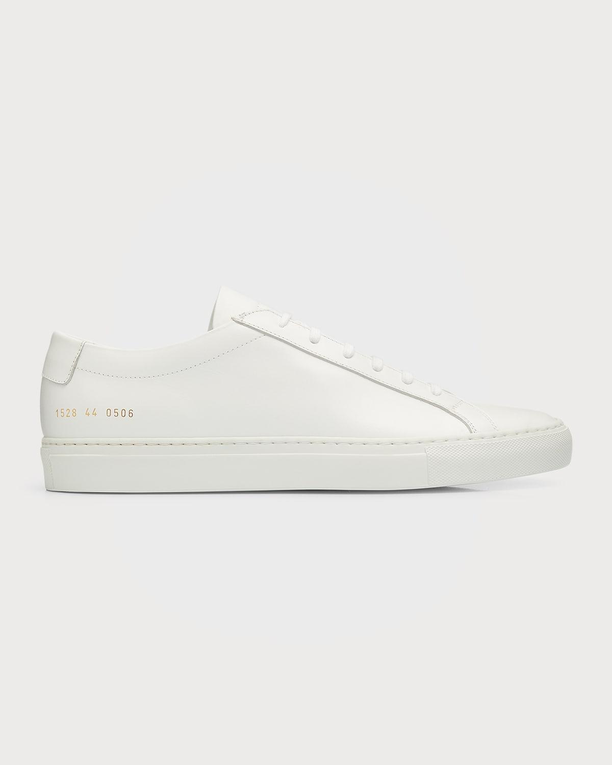 Men's Achilles Leather Low-Top Sneakers, White Product Image