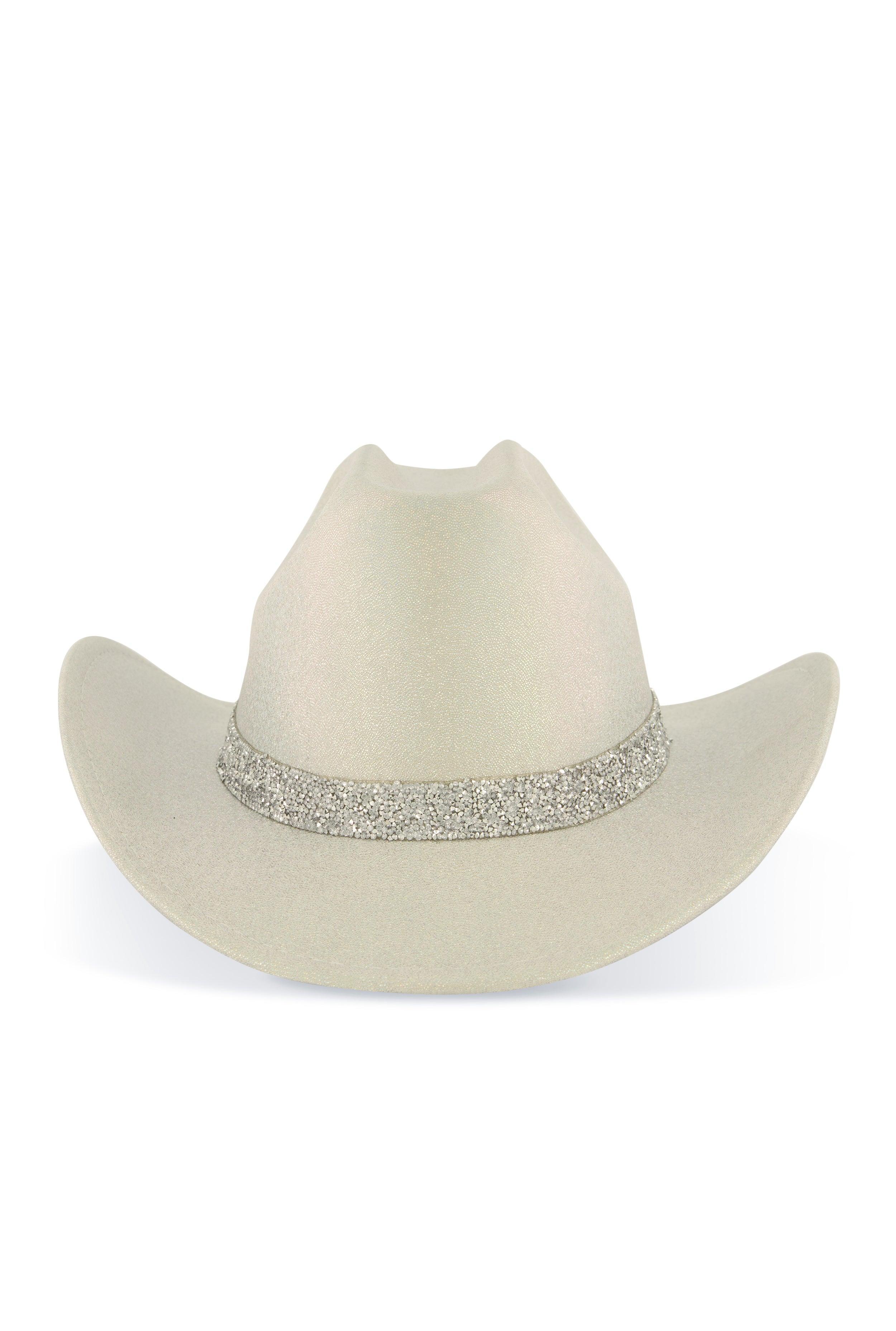 Iridescent Foil Studded Strap Cowboy Hat Female Product Image