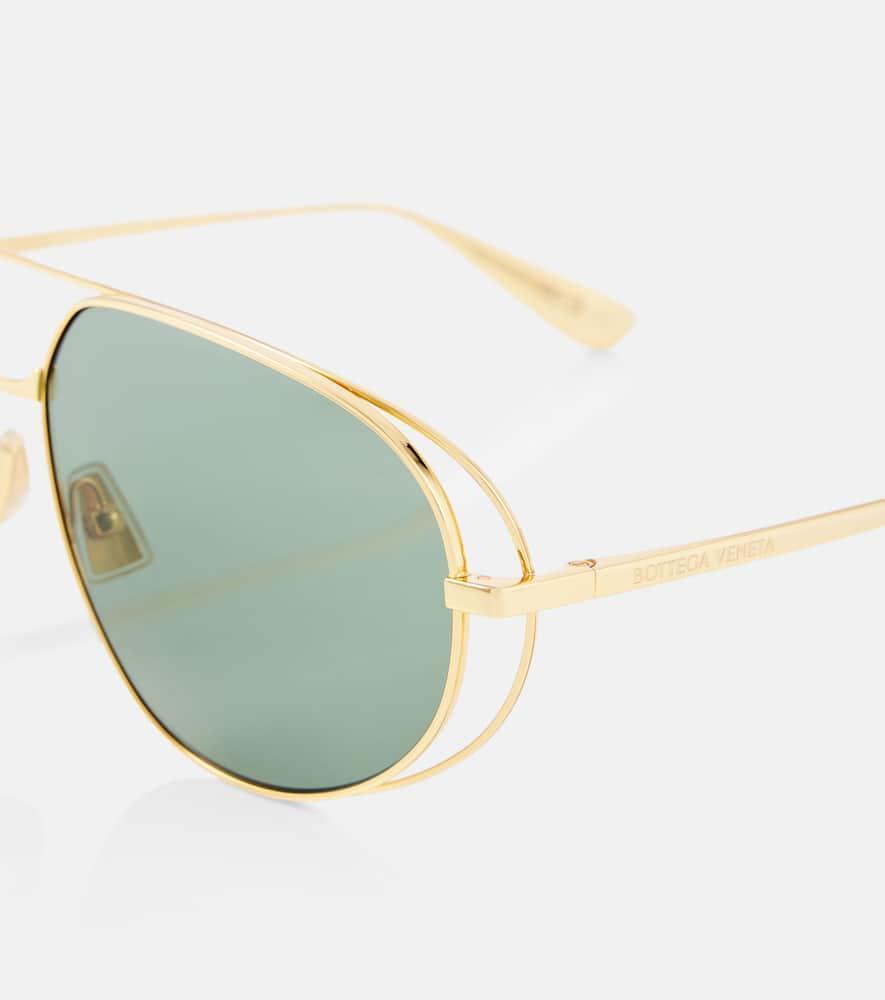 Aviator Sunglasses In Gold & Green Product Image