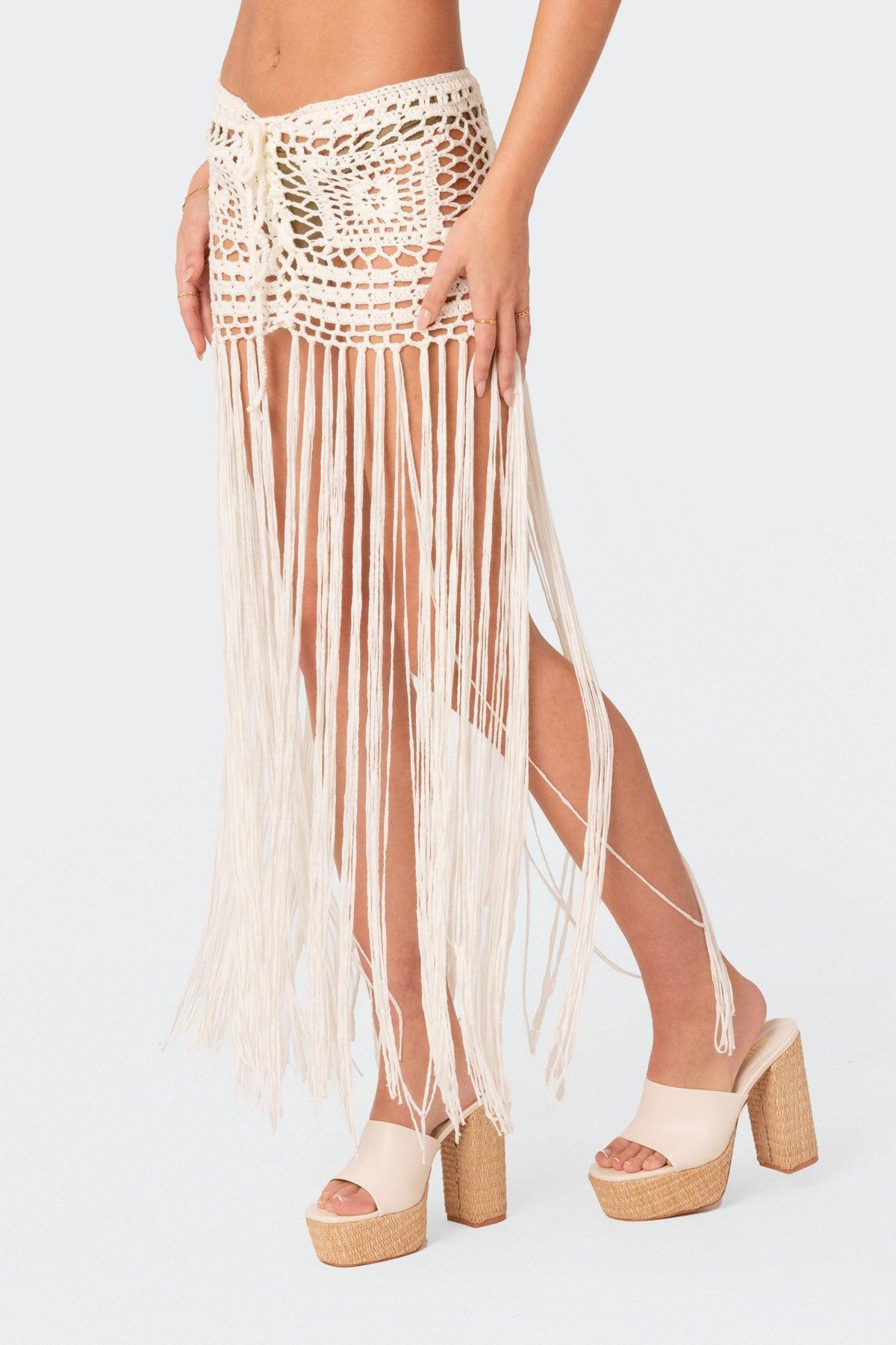 Lillee Crochet Fringe Maxi Skirt Product Image