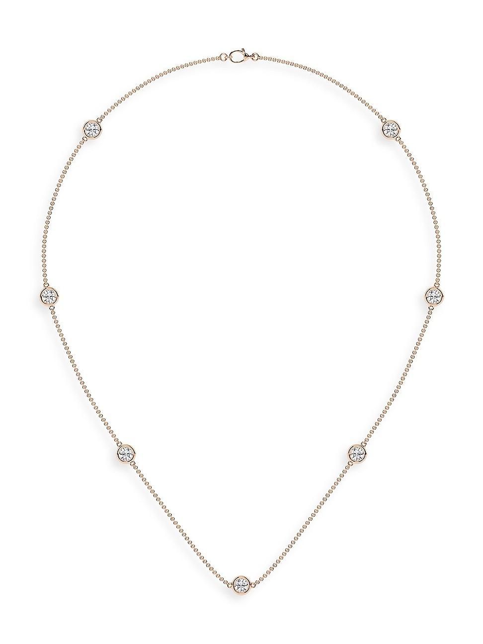 Womens 14K Rose Gold & Lab-Grown Diamond Station Necklace/0.70-2.10 TCW Product Image