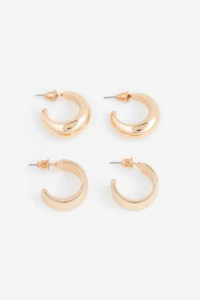 H & M - 2 Pairs Hoop Earrings - Gold Product Image