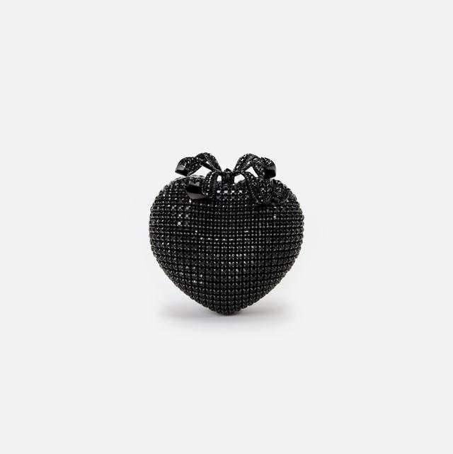 Black Crystal Heart Clutch Product Image