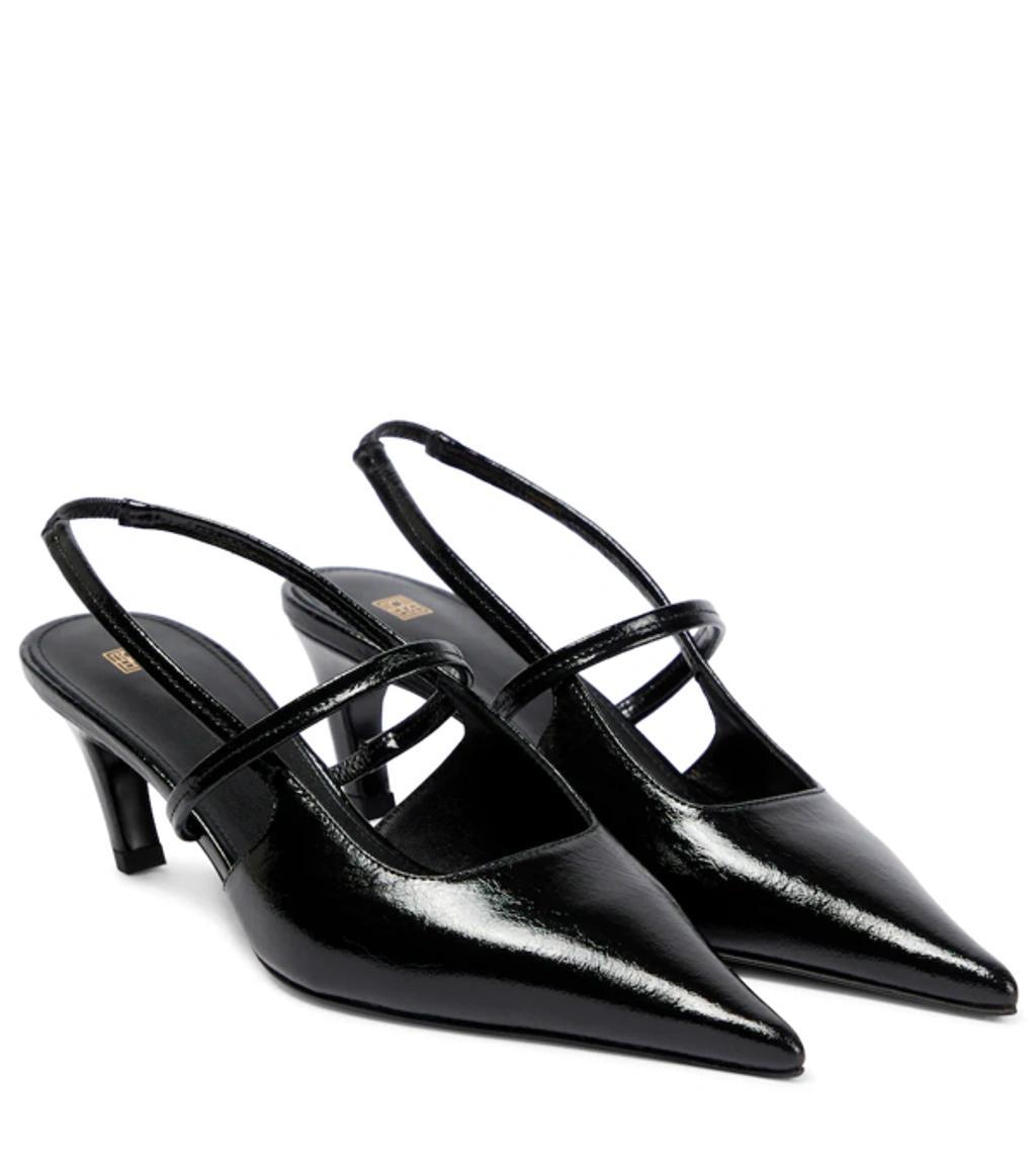 The Sharp Leather Slingback Pumps In Black product image