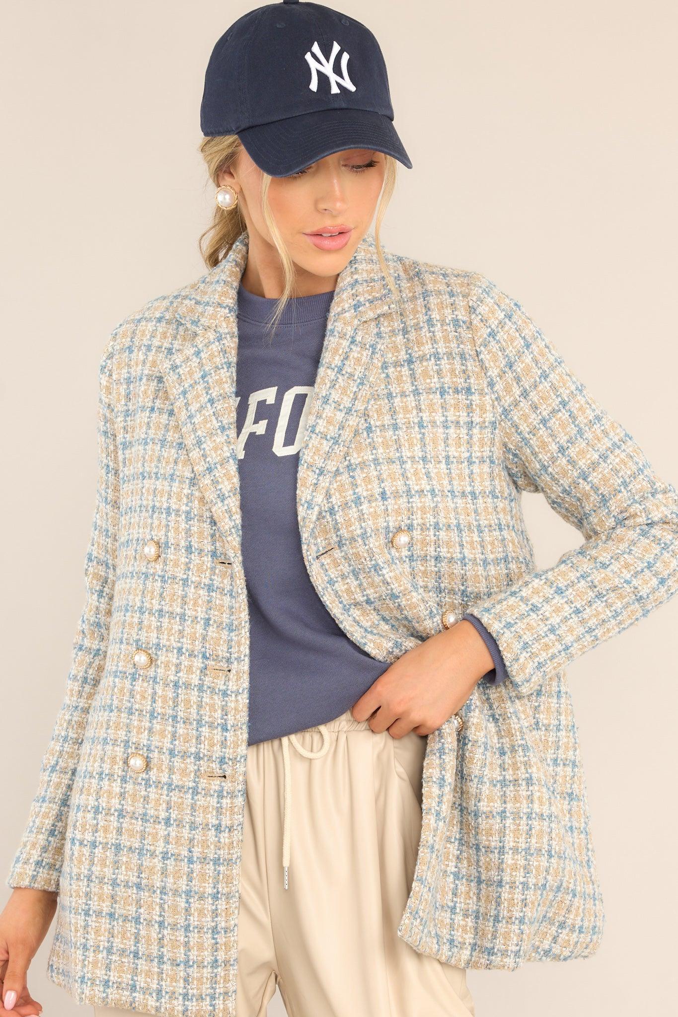 Aura Let's Move On Beige Tweed Coat product image