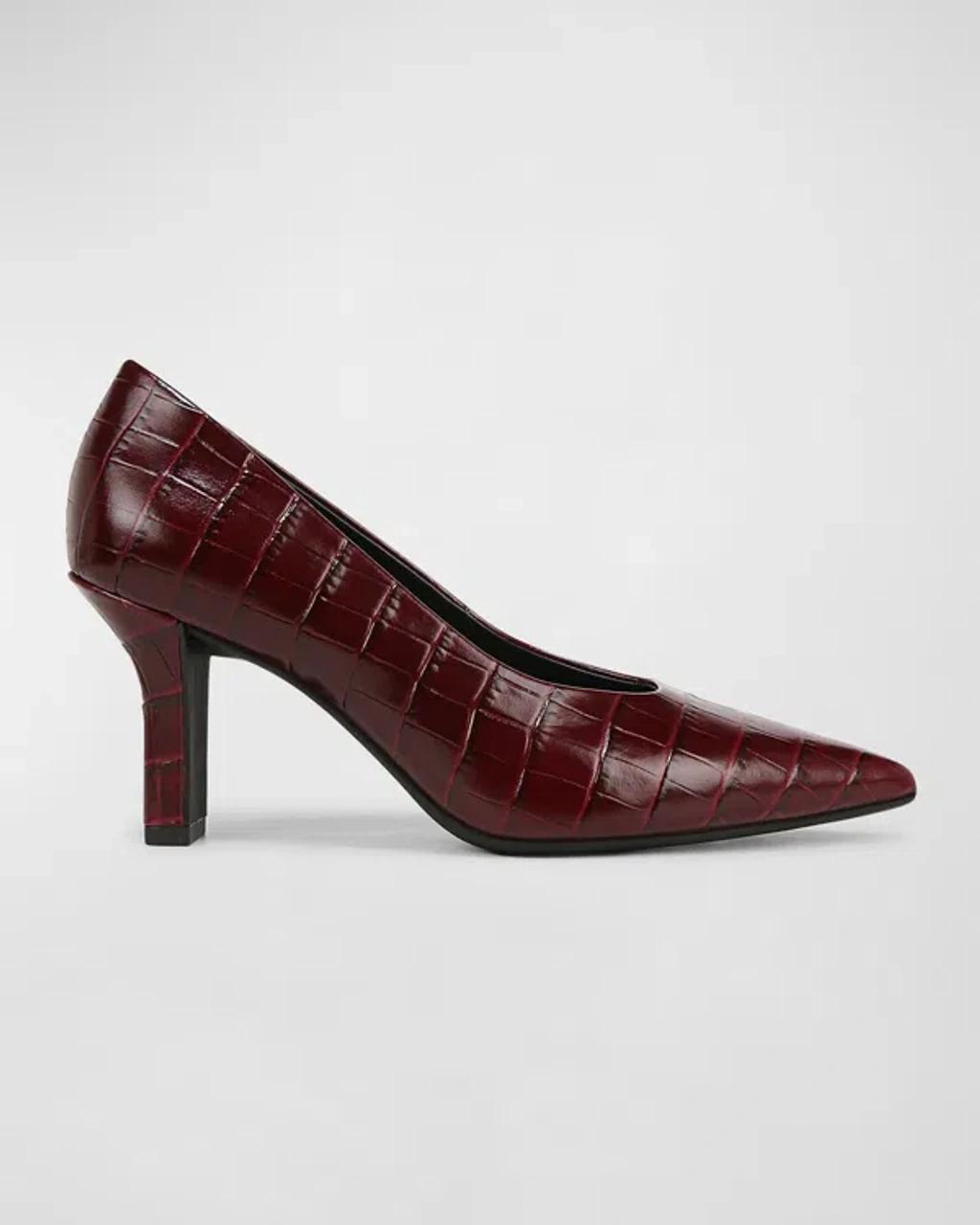 Diane Croco-embossed Pumps In Cherry Croco Print Leather Product Image