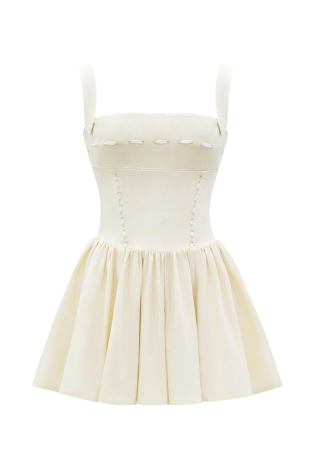 Honor Buttermilk Ribbon Detailed Mini Dress Product Image