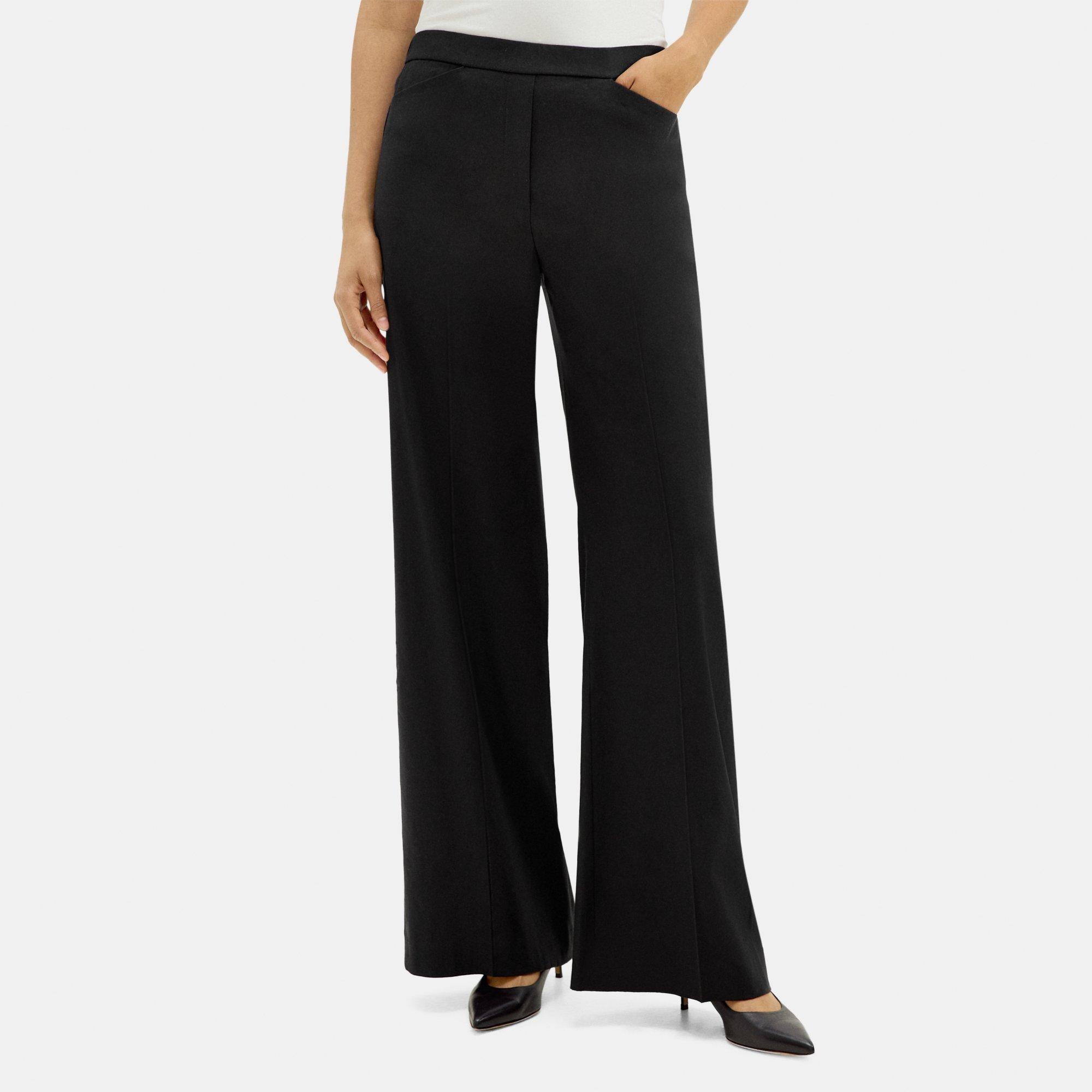 Stretch Linen-Blend Wide-Leg Pull-On Pant | Theory Outlet product image