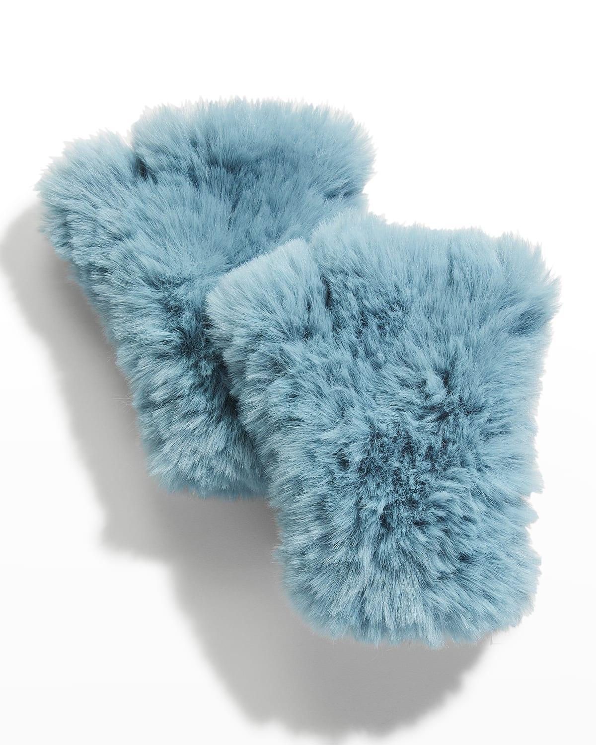 Faux Fur Knitted Fingerless Mittens Product Image