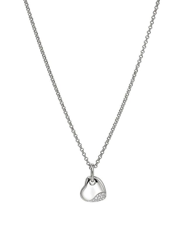 Womens Pebble Sterling Silver & 0.15 TCW Diamond Heart Pendant Necklace Product Image