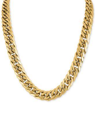 Wide Curb Link 24 Chain Necklace in Gold Ion-Plated Stainless Steel & Stainless Steel, Created for Macy's Product Image