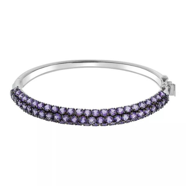 Sterling Silver Amethyst Bangle Bracelet, Womens Product Image