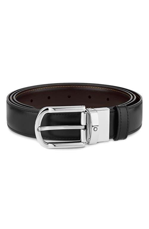 Mens Horseshoe-Buckle Reversible Leather Belt Product Image