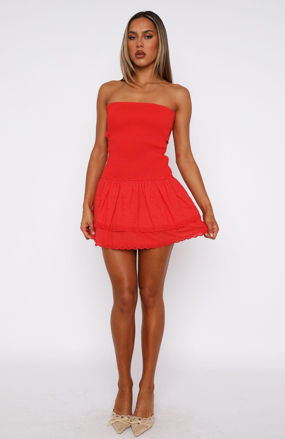 Seeking You Strapless Mini Dress Chilli Product Image