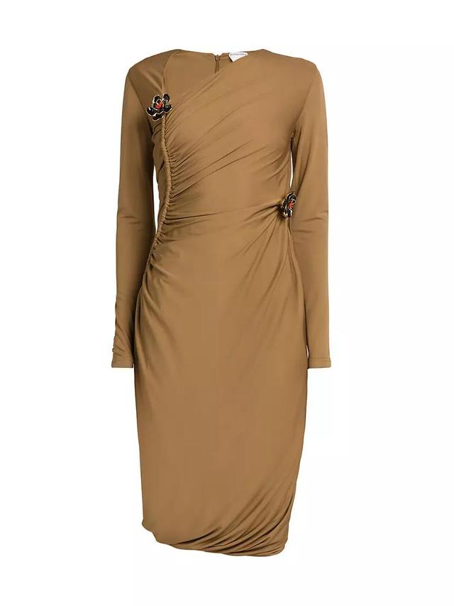 Asymmetric Brooch-Embellished Midi-Dress Product Image