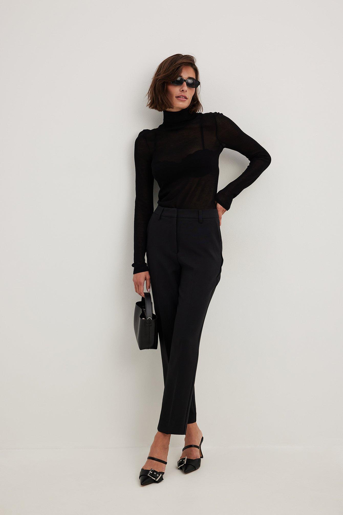 Straight Mid Waist Suit Pants Product Image