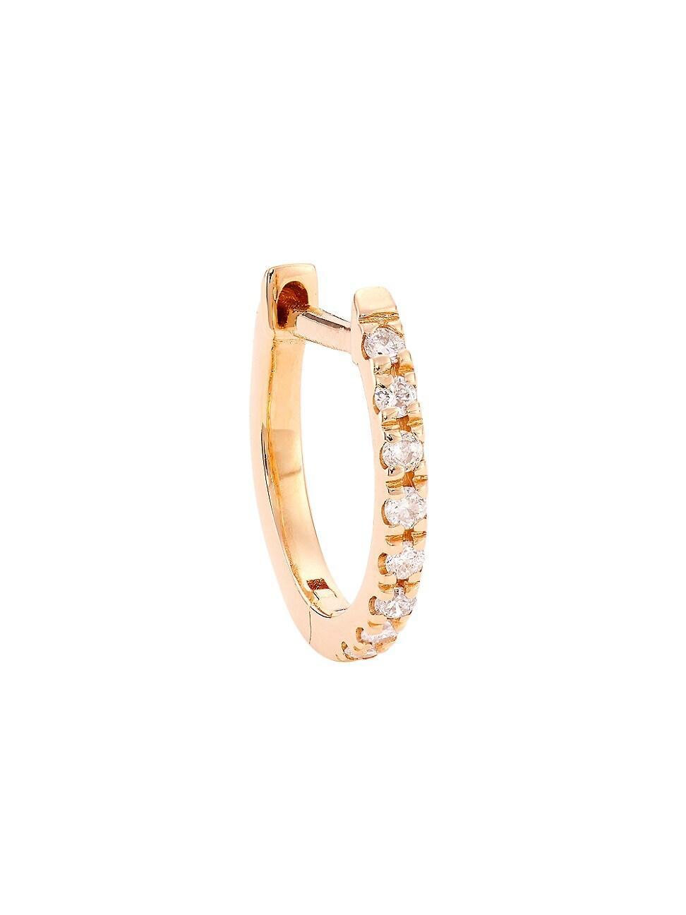 Womens Be Mine 18K Rose Gold & Diamond Huggie Hoop Earring Product Image