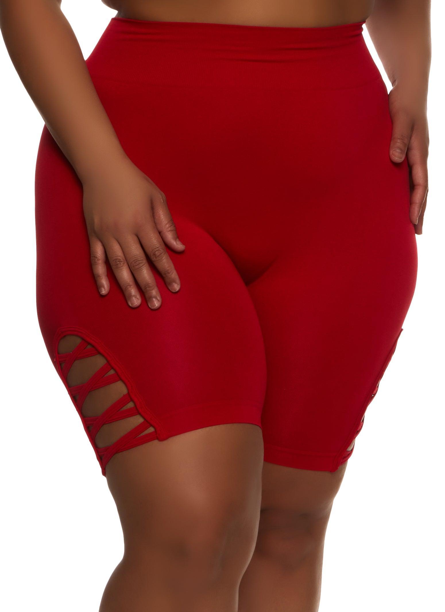 Womens Plus Size Caged Detail Seamless Biker Shorts Product Image